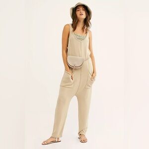 Free People Beach Hailee Sweater Jumpsuit in Ivory Cream - S